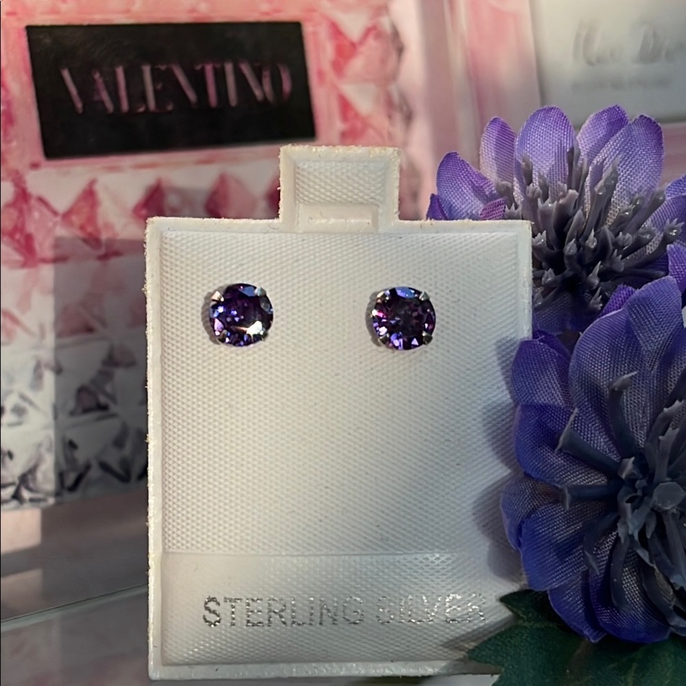 Amethyst Sterling Silver Stud Earrings NWT.